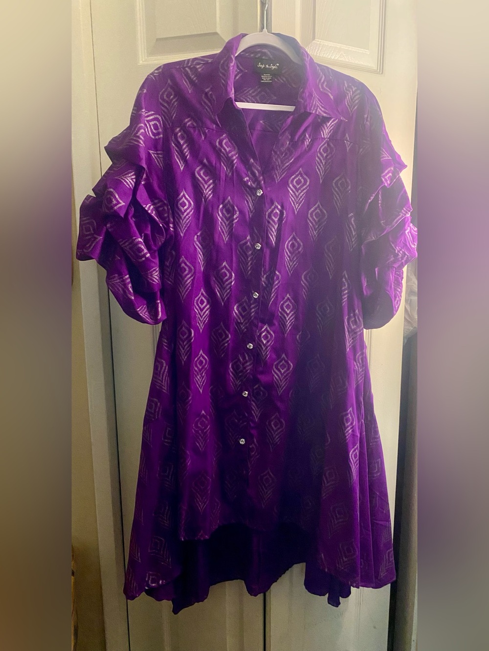 Step In Style Purple Metallic Pattern Kimono